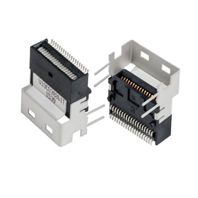 China Computer SAS 38Pin SFF-8654 Slim Type U10-C038-200T 38 Pin Female Connector Right Angle for sale