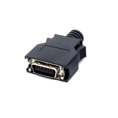 China Computer SCSI MDR 20Pin HPCN scsi 20Pin Male Cable Connector With ABS Cover Welding Type for sale