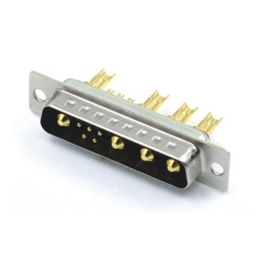 China Computer D-SUB 9W4 Male Connector Cup Pin Type Golden Straight Pin High Current Solder For Cable Assy for sale