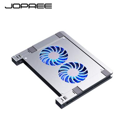 China (Size) Adjustable Silver Aluminum 5 Fans Heat Dissipation Dual Tier Ergonomic Laptop Stand for sale