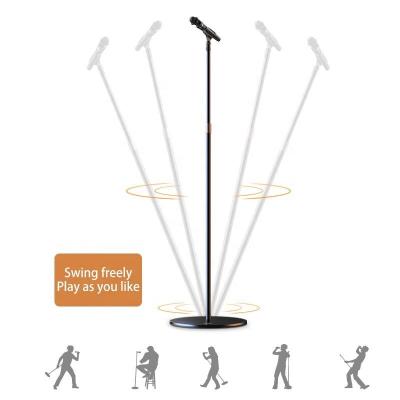 China Fit Height Round Base Microphone Floor Stand With Adjustable MIC Stand Height Stand For Microphone for sale