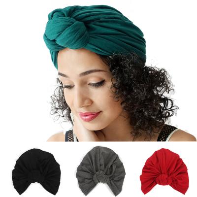 China All-match Stretching Hot Products Twist Knot Ladies Indian Hat Knotted Indian Cotton Cross Knot Hat New for sale