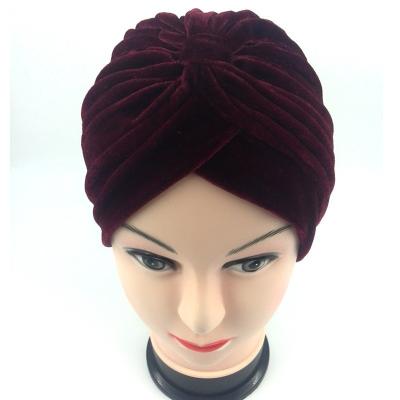 China The Latest Hot Selling 6 Colors Hat Gold Velvet Turban Optional Indian Muslim Hat From Europe And America for sale