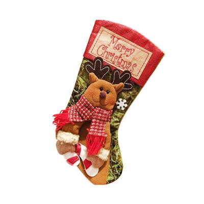 China Fiber 2021 New Style Christmas Candy Knitted Woolen Socks Gift Bag Thick White Socks By Decorations for sale