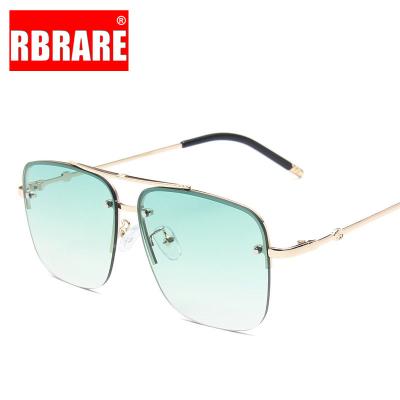 China Fashion Sunglasses Adjust Rimless Sunglasses Men And Women's Gradient Sunglasses Brand Designer Big Frame Retro Trend for sale