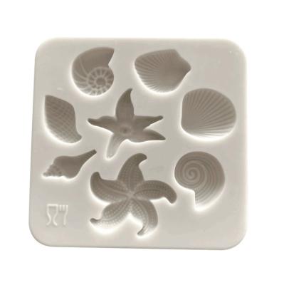 China Viable Creative DIY 3D Starfish Silicone Fondant Cake Mold Chocolate Fishtail Ocean Seashell Mold for Making Candy Chocolate for sale