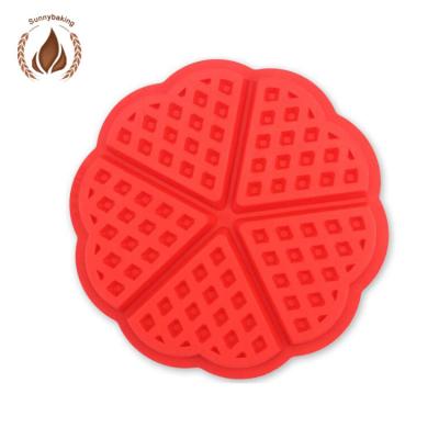 China Viable Round Shaped Waffle Silicone Cookie Mold Wafer Cookie Silicone Molds Waffle Silicone Cake Mold For Cake Decorating for sale