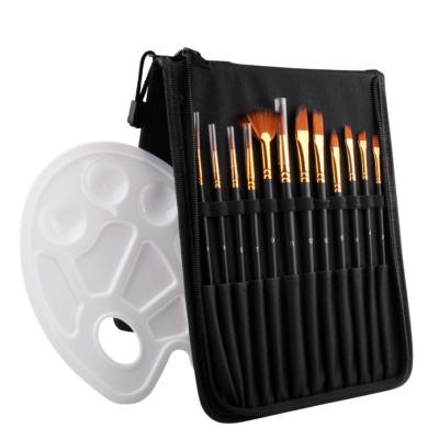 China New Viable Brush Bag Palette Set of 13 Pieces Acrylic Baking Baking Brush Cake Coloring Pen Cake Cookie Coloring Watercolor Brush for sale