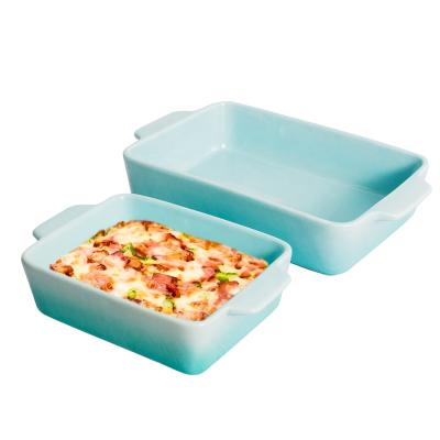 China Sustainable Custom Rectangular Bakeware Set Porcelain Baking Pan Ceramic Baking Tray Lasagna Pans For Kitchen for sale