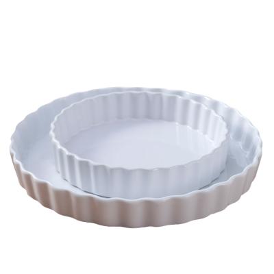 China Viable Custom Dish Porcelain Bakeware Dish White Ceramic Cake Pie Baking Pan for sale