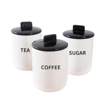 China Minimalist Custom Logo Porcelain Coffee Bean Canister Ceramic Food Canister Sets With Airtight Seal Ceramic Lid for sale