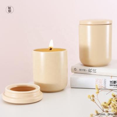 China Home Decor Nordic Matte Luxury Ceramic Candle Jar Candle Container With Lid Ceramic Candle Jars Custom for sale