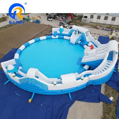 China Oversized Pool Polar Bear Water Slide PVC Adult Size Aquatic Toy for 10 Passengers for sale