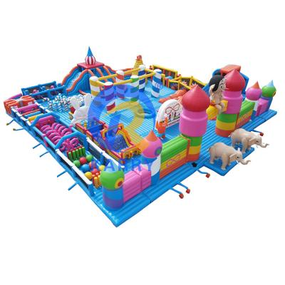 China Blower Included Inflatable Obstacle Course Fun City with Climbing Stair and Slide for sale