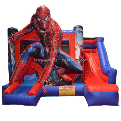 China Indoor and Outdoor Entertainment Spiderman Theme Inflatable Bouncy Castle with Slide for sale