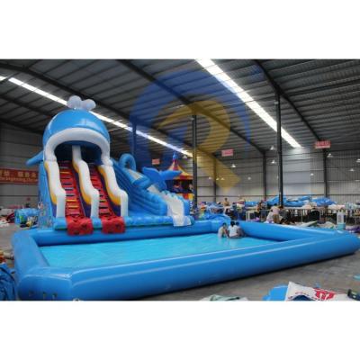 China CE Blower and Repair Accessories Included Inflatable Water Park with Shark Slide for sale