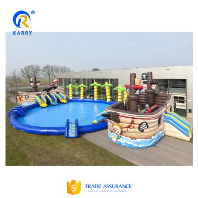 China Customized color water slide inflatable pool for pirate ship inflatable water park for sale