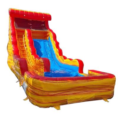 China Customized Logo Commercial PVC Water Park Yellow Marble Inflatable Slide with Pool for sale