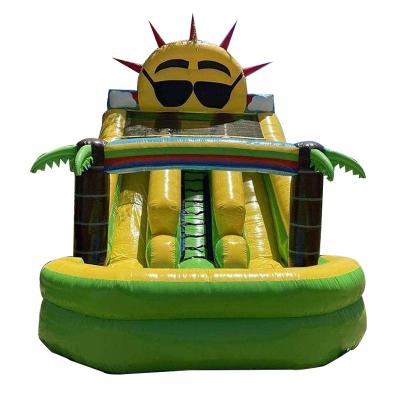 China Kids' Inflatable Toys Outdoor Small Sun Bounce Slide with Pool and Dual Slip n' Slide for sale