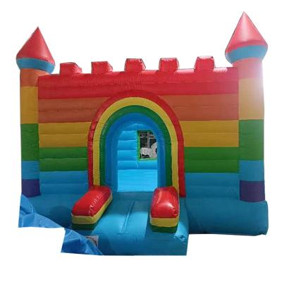 China Rainbow Inflatable Jumping Castle Commercial Grade PVC Trampoline with Blower for sale