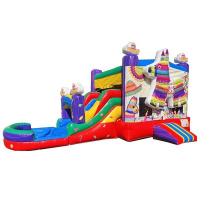 China PORTABLE PVC Rainbow Puppy Inflatable Bounce House with Slide Combo Pool Jumpers Castle for sale