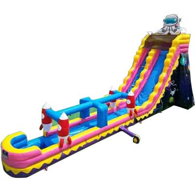 China Commercial Astronaut Theme Inflatable Pool with Huge Water Slide and Rocket Long Slide for sale