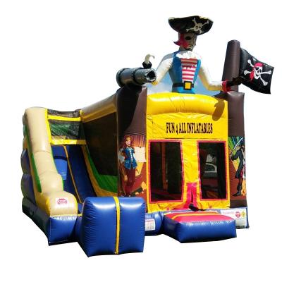 China Outdoor Game Pirate Theme Inflatable Bounce House with Dry Slide for sale