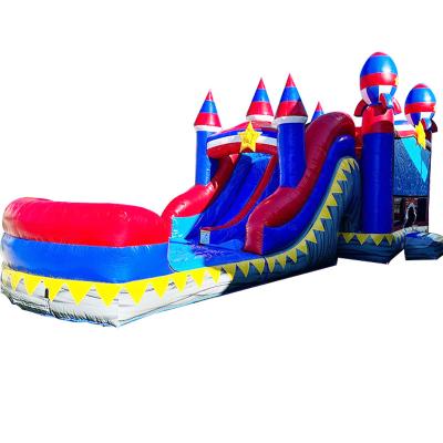 China Party Events  Commercial PVC Red Rocket Inflatable Bounce House with Slide  Pool for sale