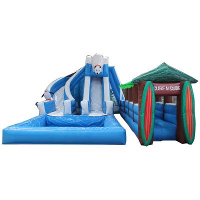 China Park Polar Bear Series Inflatable Water Slide with Swimming Pool Made of Oxford Cloth for sale