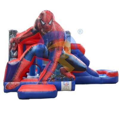 China Spiderman Castle Slide Combo met zwembad in Commercial Inflatable Amusement Park Te koop