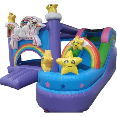 China 8-13 Years Age Range Inflatable Bounce House with Slide and Rainbow Horse Design for sale