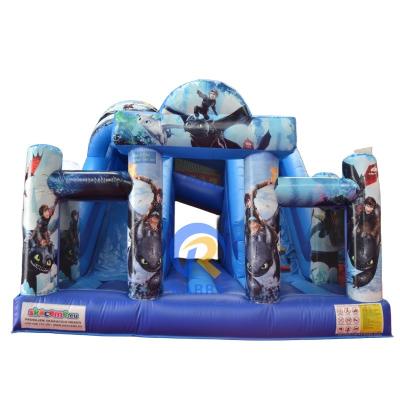 China Outdoor Playground Commercial Grade PVC How to Train Your Dragon Inflatable Bouncer with 2 Slide Games for sale