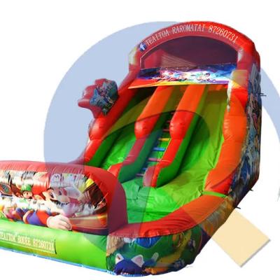 China Cartoon Mario Inflatable Double Slide for Jumping and Swimming Max Capacity 100-500kg for sale