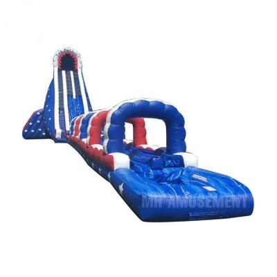 China Inflatable Dual Lane Wet and Dry Slide Adult  Long Blue Slide for Amusement Park for sale