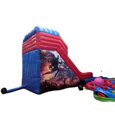 China Plato PVC Tarpaulin Material Features Large Spiderman Inflatable Bouncer Dry Slide for sale