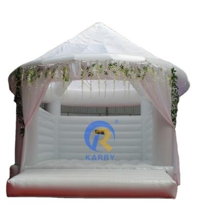 China Customized White Inflatable Wedding Trampoline Bouncy Bed 4*4m for Adult Party Jump for sale