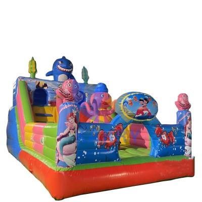 China Happy Water World Inflatable Bouncy Castle with Dry Slide and Sea Bouncer for sale