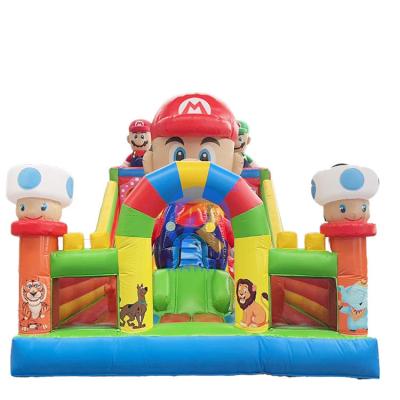 China PVC Cartoon Mario Theme Inflatable Amusement Playground Bouncy Bouncer with Slide for sale