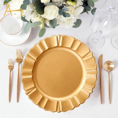 China Sustainable High Sale Luxury Rose Gold Charger Plate Wedding Party Table Decorative 13 inch Plastic Charger Plates for sale