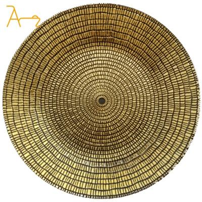 China Sustainable Luxury Dinner Charger Plate Set Tableware Round Gold Decoration Mirror In Party Decorative Glass Charger Plates For Wedding for sale