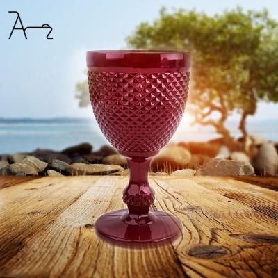 China Sustainable Wholesale Luxury Custom Classic Vintage Colored Red Wine Glass Goblet Cup Pink Blue Amber Wedding Glasses for sale