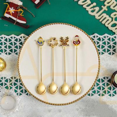 China Sustainable Luxury Christmas Wedding Ornament Gift Box Cutlery Sets Cute Christmas Pattern Stainless Steel Spoon And Fork Set for sale