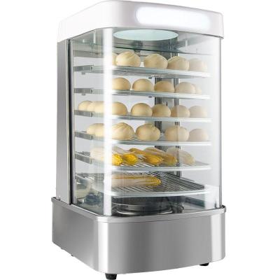 China Deli Stainless Steel Buffet Display Cabinet Heated Glass Food Warmer Showcase With Curved Glass for sale