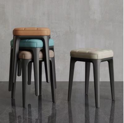 China Customizable Leather Upholstered Wooden Storage Stool Modern Square Ottoman for sale