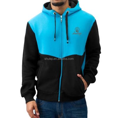 China Leisure anti-pilling sweat embroidered hoodies two colors patchwork men hoody custom design for sale