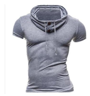 China Custom Anti-Shrink T-Shirts Mens Hooded T-shirt Polyester Blank Hooded Tees With Drawstrings T-shirt for sale