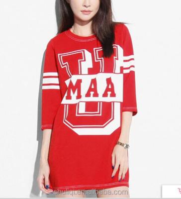 China Hot girl anti-pilling long sleeve t-shirt with fashion pattern, long dress t-shirt for sweet girl for sale