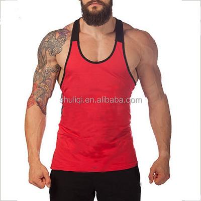 China Anti-pilling titan Fit Men's Red/Black OEM Singlet Stringer Gym Vest Tank Top, Dry Stringer Tank - for sale