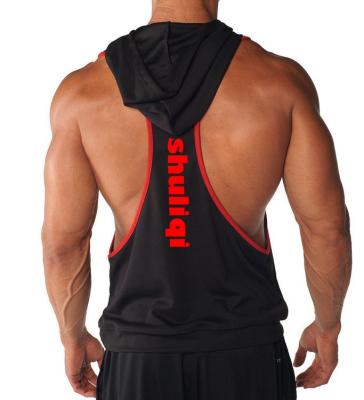 China Anti-pilling Dry Fit Men's Bodybuilding Stringer Hoodie Racerback Gym Hoodie Stringer Tank Top Workout Vest for sale