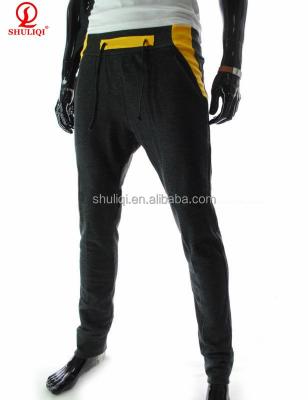 China Anti-pilling elastic waistband men jogger pants, 100 moq/pants athletics bottom with yellow zipper pocket for sale